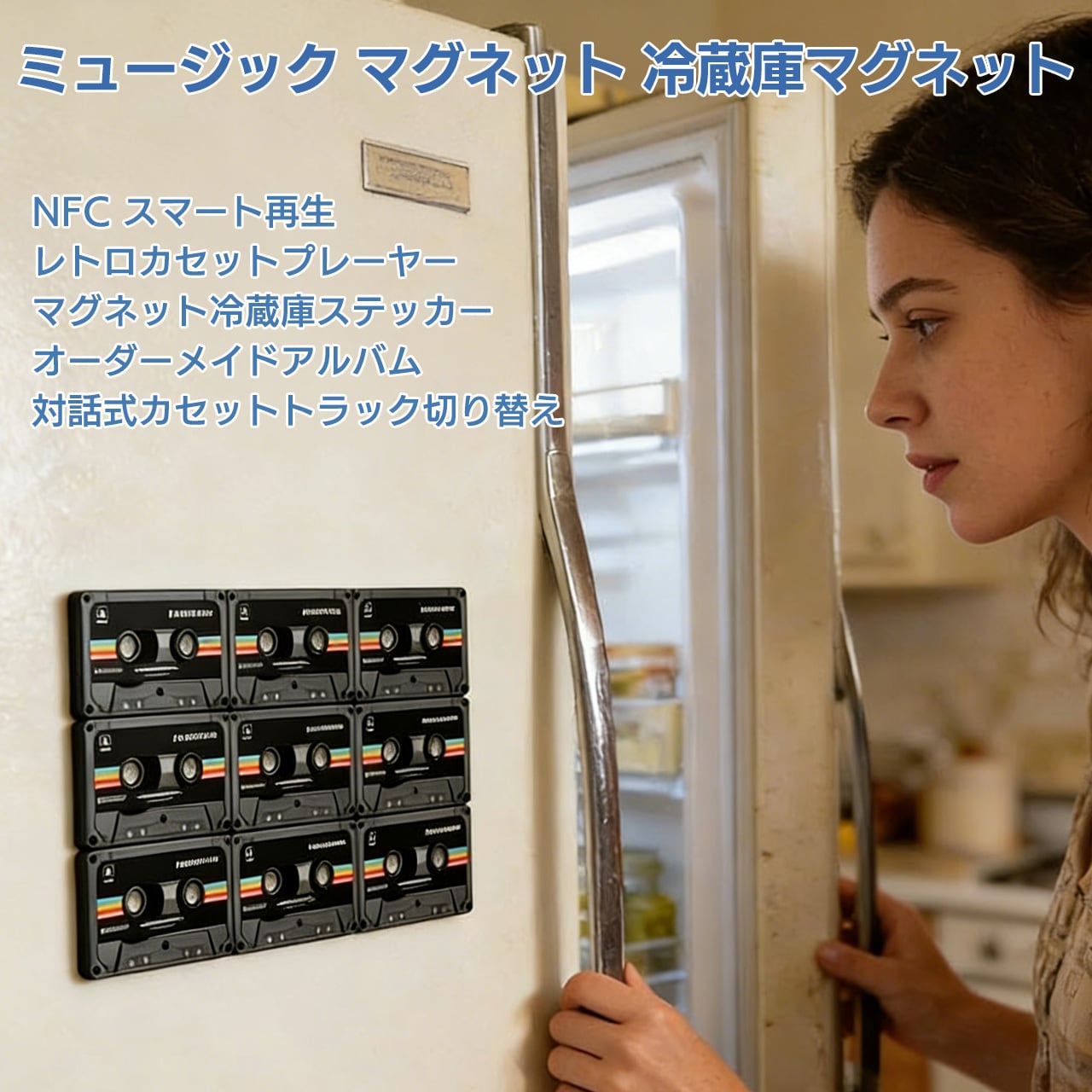 B399 NFCプレーヤー付きビニールレコード音楽冷蔵庫マグネット、128MB