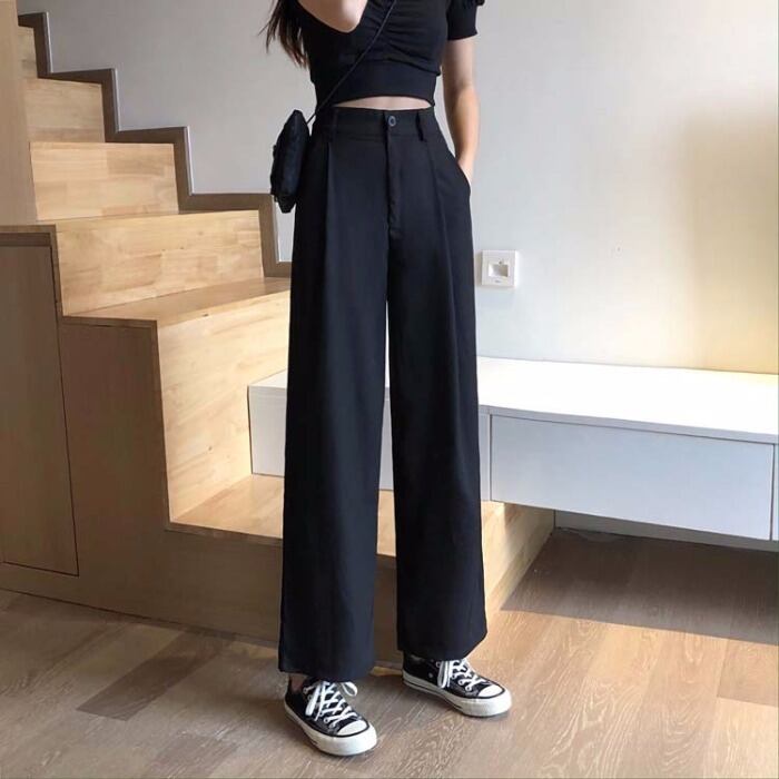 ブラックカジュアルパンツ レディース薄手オータムウィンタールーズ 秋物 冬物 YY-ファッション95174952995