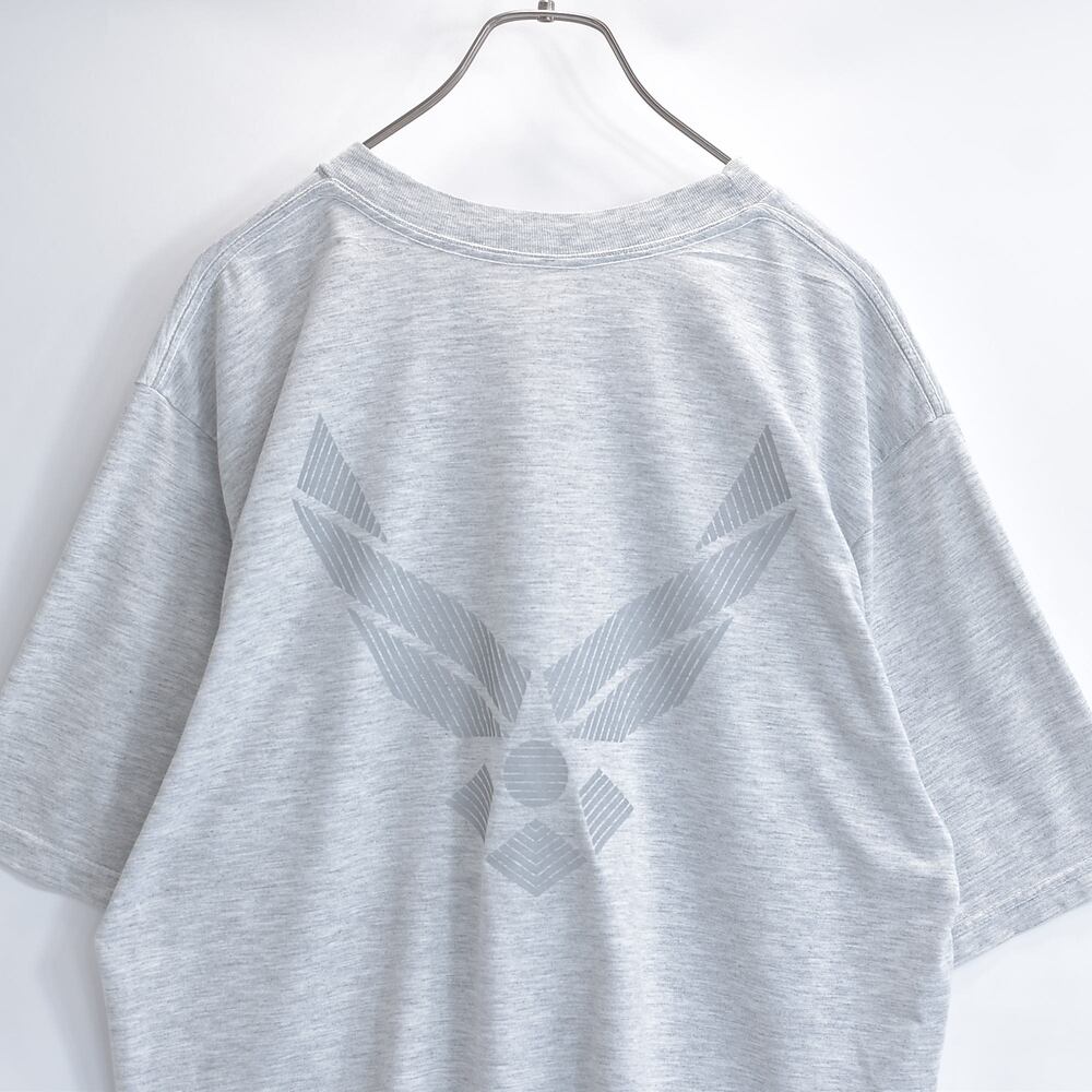 00s U.S. AIR FORCE アメリカ空軍 半袖Tシャツ PT トレーニング リフレクター 両面プリント ミリタリー ライトグレー USED ヴィンテージ ビンテージ 古着 メンズ LARGE