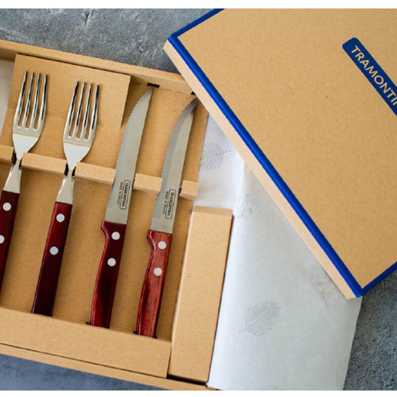 TRAMONTINA トラモンティーナ ギフトポリウッド カトラリー4本セット&カトラリーレスト