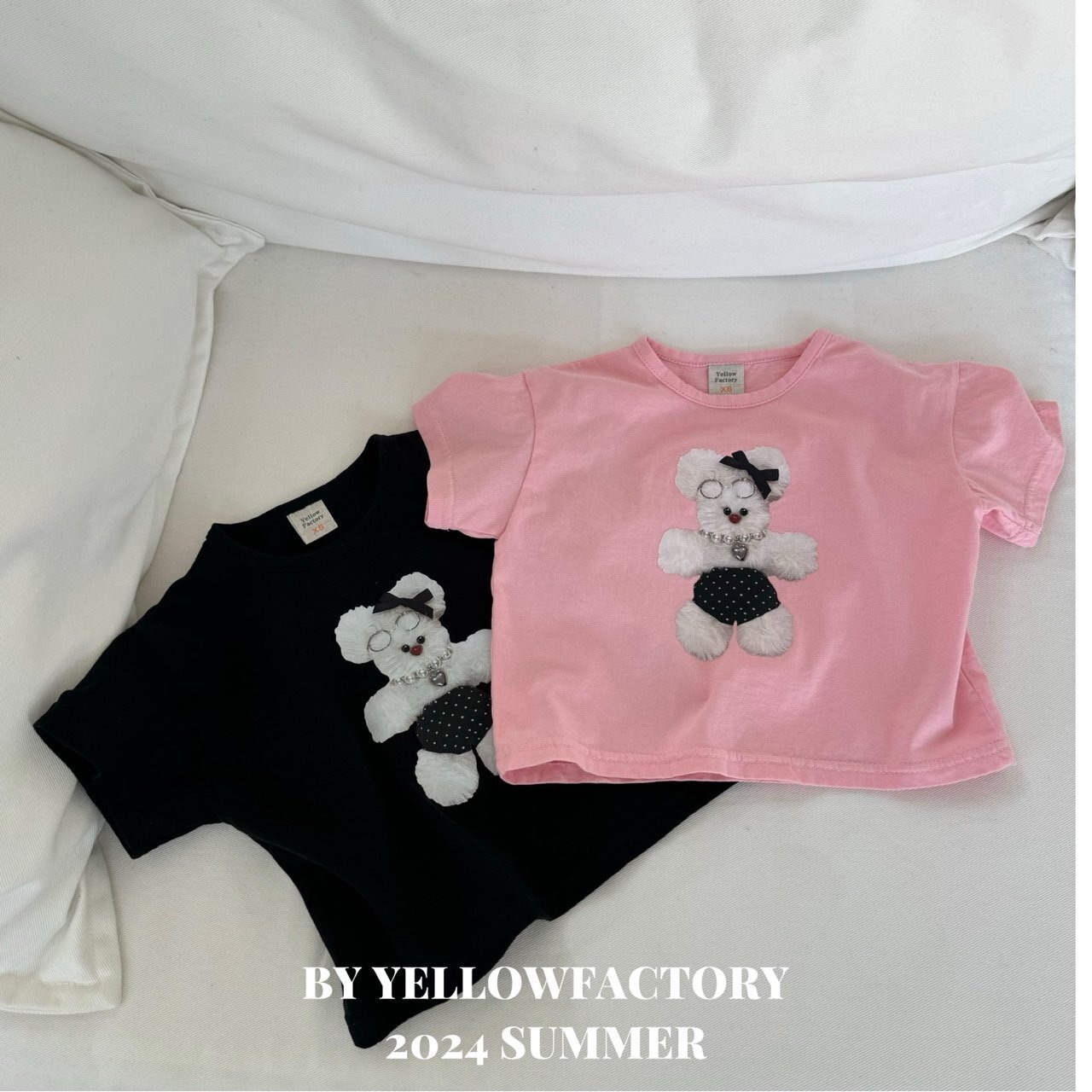 【 yellow factory】クマドールTシャツ 80〜120cm ピンク 240530 - 3