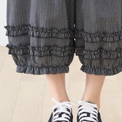 シャーリングフリルストライプバルーンパンツ (M~L)