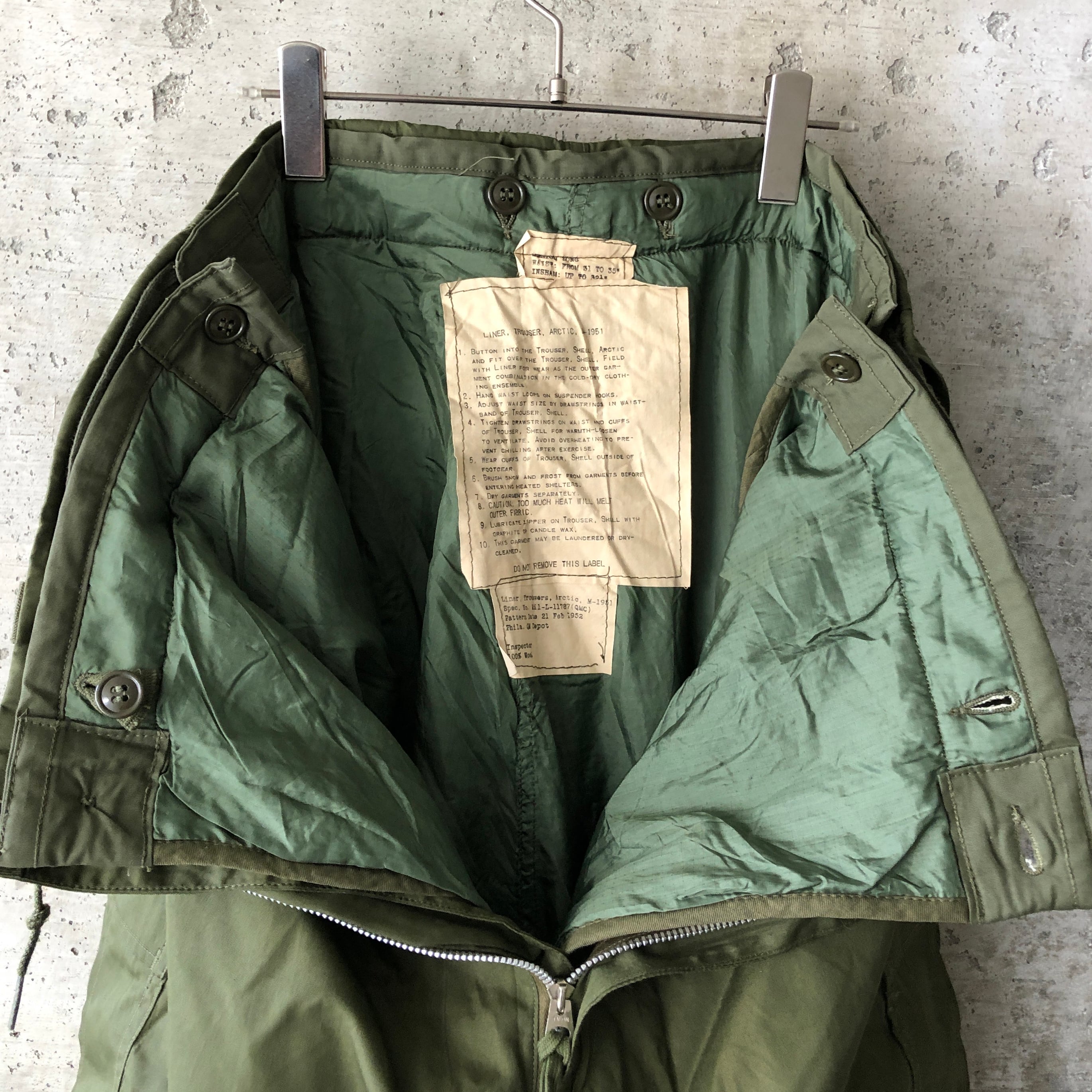 楽天市場】「50's DEADSTOCK U.S.ARMY TROUSERS SHELL ARCTIC M-1951