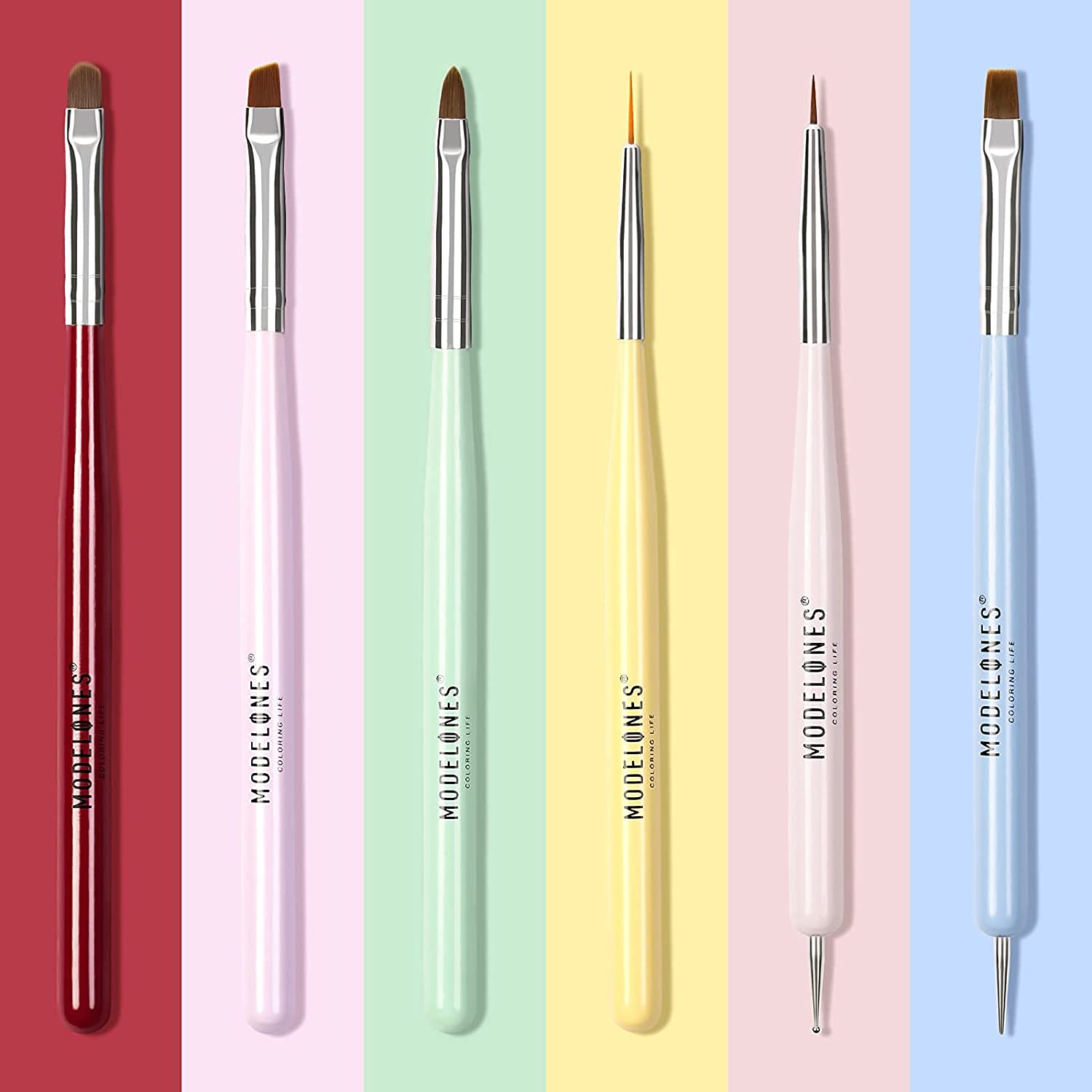 【努力特価】Modelones ネイルブラシセット ネイル筆セット ジェルネイル用筆セット ふでセット ビルダーグルーブラシ ネイルアートラインブラシ ネイルドットペンなどのネイルアートデザインペンペイントツール