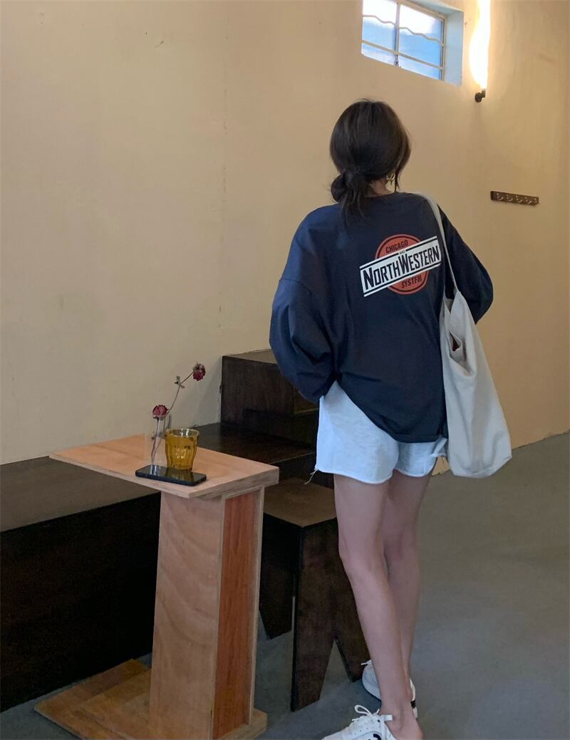 スタイルプリントTシャツ シャツ オータム薄手カジュアルルーズ ロング かわいい 秋物 ヨーロピアン ブラックストロベリース36406862165