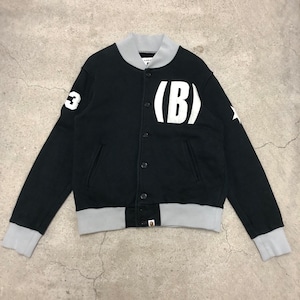 90～00s A BATHING APE/Sweat Varsity Jacket/ソルジャータグ/M/スタジャン/スウェット/BAPE STA/ブラック/アベイシングエイプ