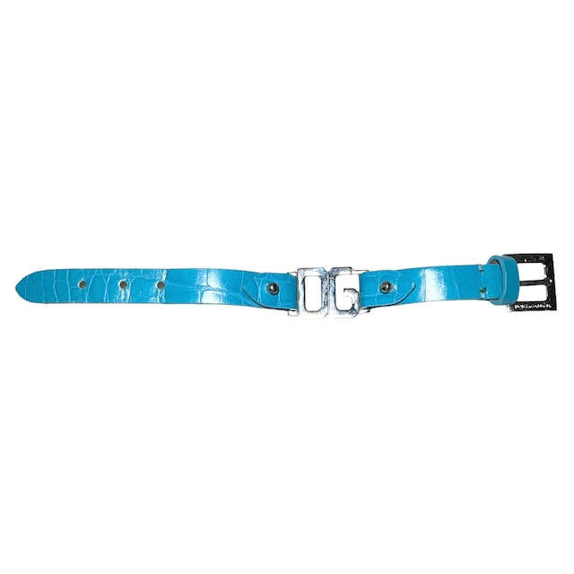 DOLCE&GABBANA turquoise color leather × metal logo bracelet