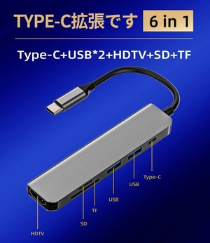 USB-C ハブ ドッキングステーション Hdmi USB3.0 Type-C SDカードリーダー 急速充電器 カメラアダプター iPhone