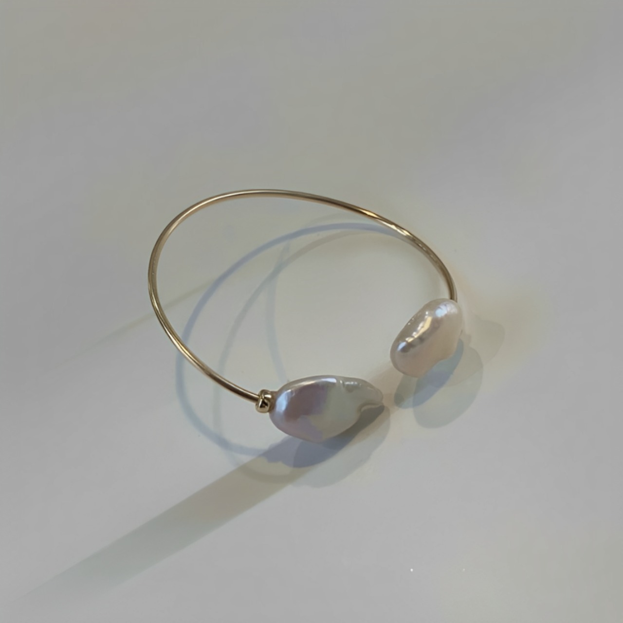 Natural baroque pearl 14k gold bracelet【H00023】