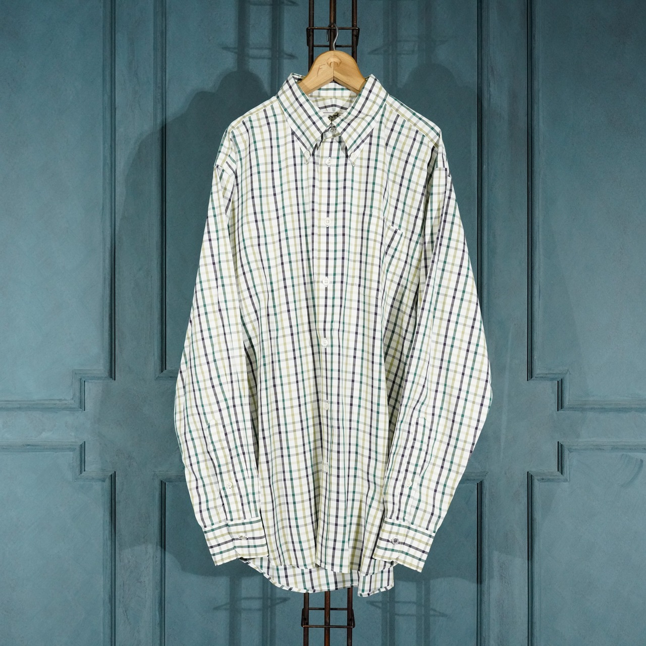 HERMES CHECK PATTERNED BD DRESS SHIRT/エルメスチェック柄ボタン 