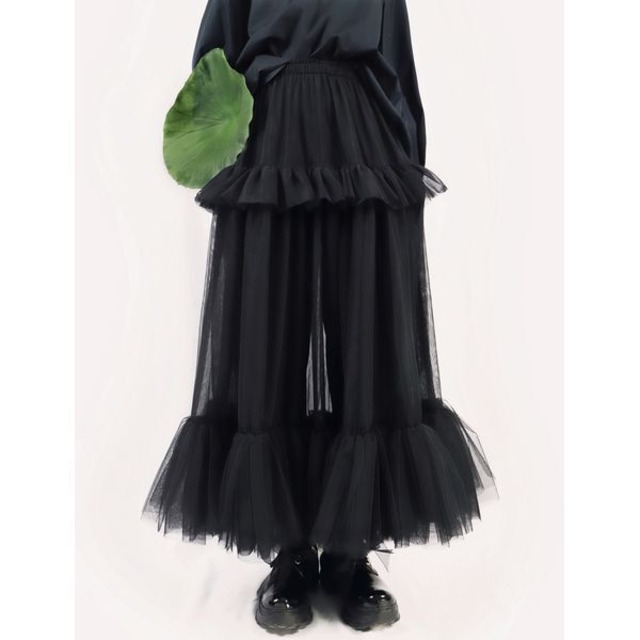 Frill Tiered Mesh Skirt 503104