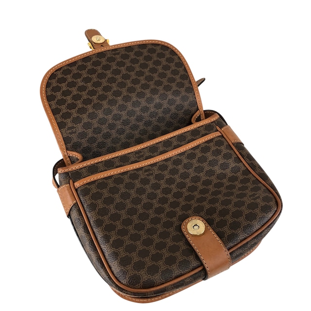CELINE セリーヌ マカダム ショルダーバッグ ブラウン ブラゾン型押し PVC vintage ヴィンテージ オールド uuvwb7