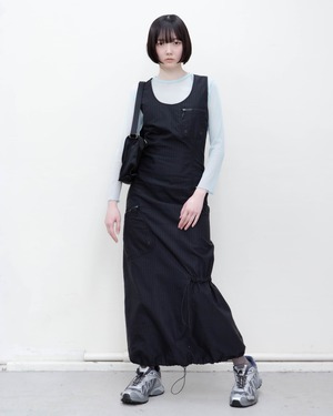 2000s Euro vintage - pinstripe sleeveless utility dress