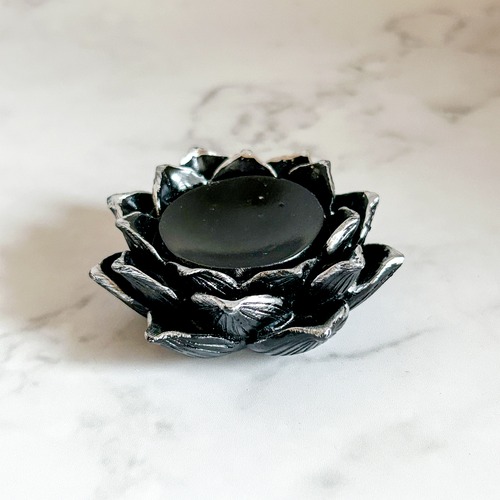 蓮の花アンティーク調スフィアスタンド／ブラック&シルバー