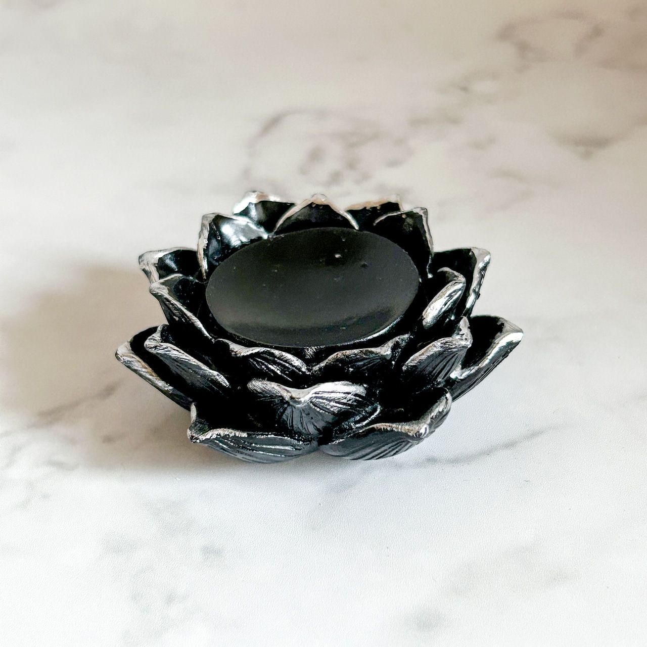 蓮の花アンティーク調スフィアスタンド/ブラック&シルバー