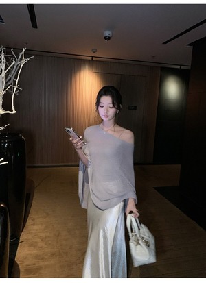 Asymmetrical Knit Camisole and Pullover Set up【H00077】