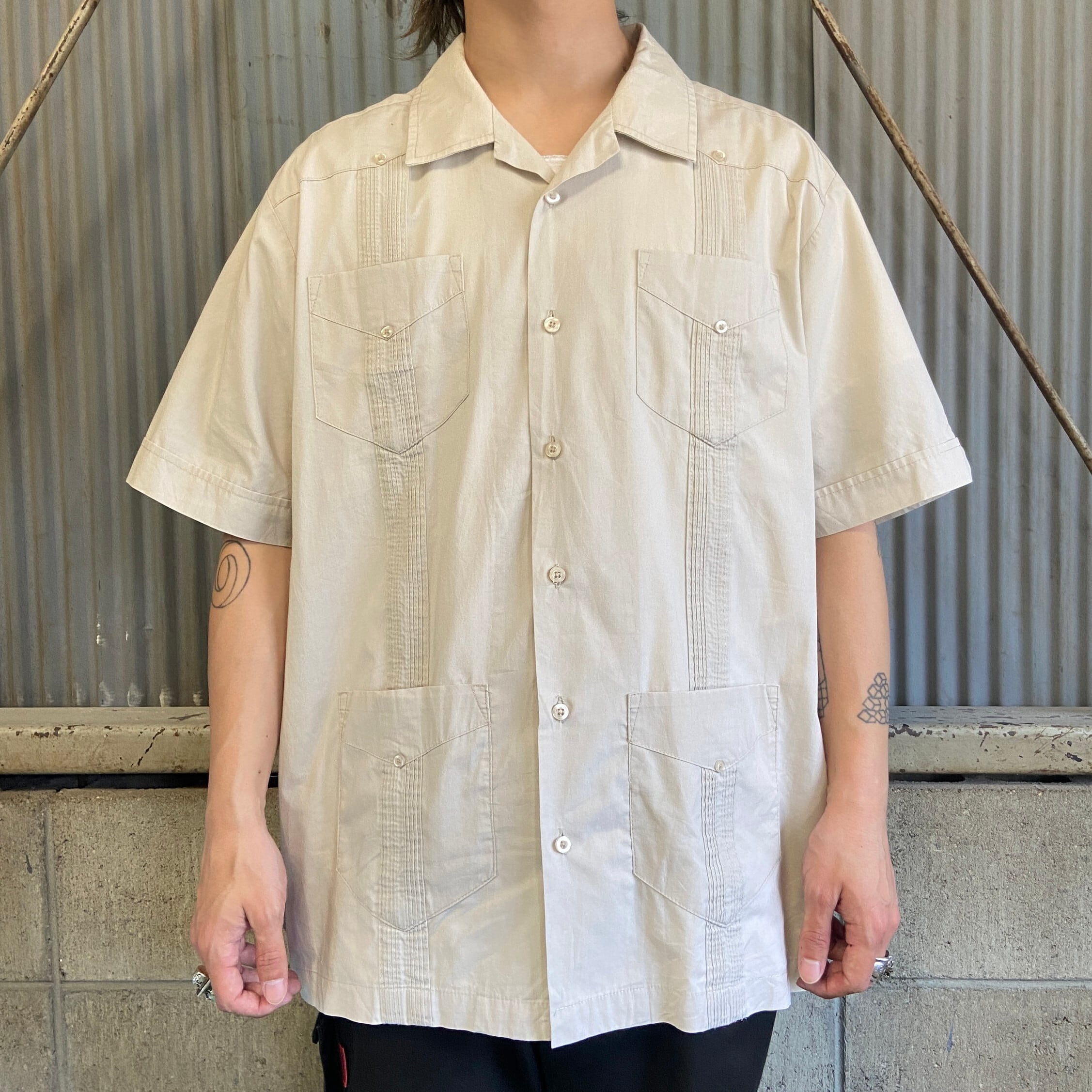 GUAYABERA 半袖 オープンカラー メキシカンシャツ キューバシャツ ...