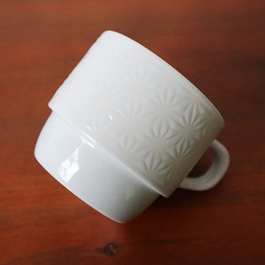【アウトレット】波佐見焼　麻の葉（ホワイト）Wスープマグカップ