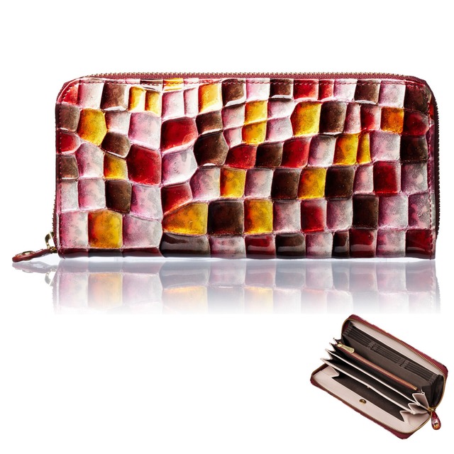 Align アライン イタリア Life Masini 社製 仔牛革 週刊文春 掲載商品 エナメル マルチカラー レディース 長財布 出し入れしやすい 縦型 カード ポケット ギフト箱入り 送料無料 財布とエコバッグのaoto Bag