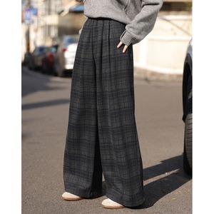 check wide-leg pants　J00334