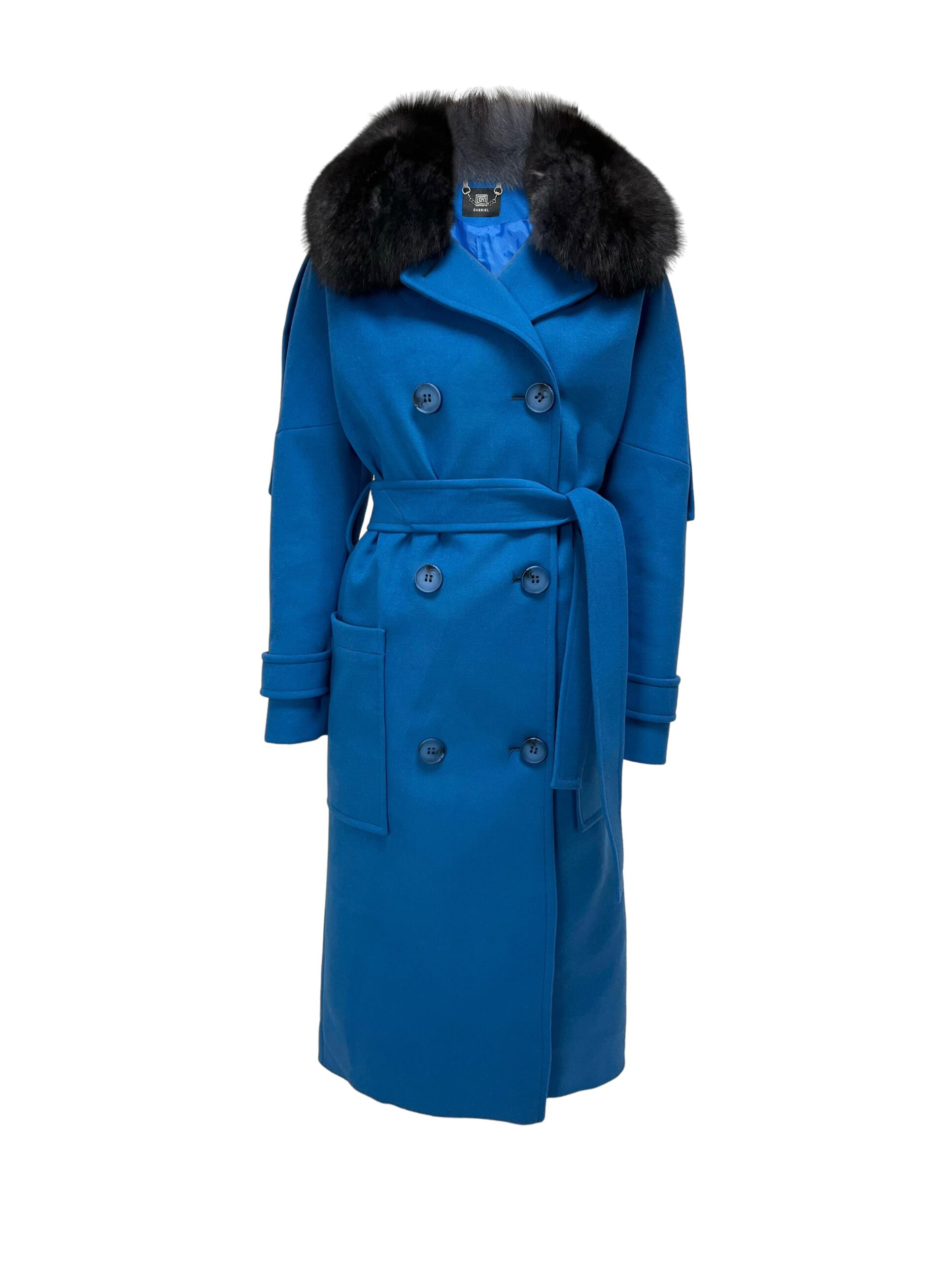 ダブルブレストドロップショルダーファーコート | GABRIEL