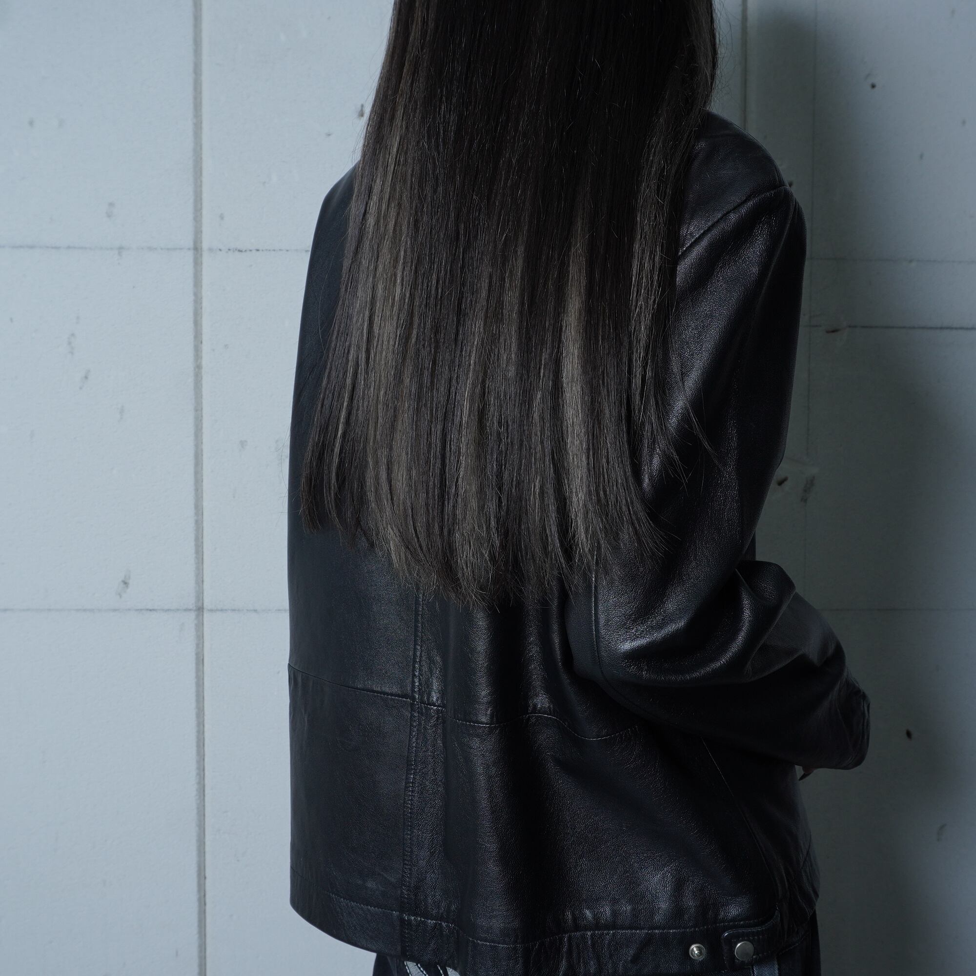 ラムレザー ノーカラージャケット black | MIXHIVE