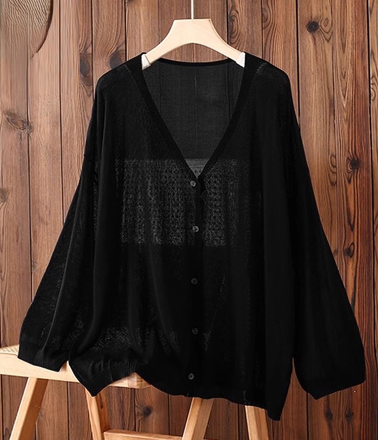 シアーVネックニットカーディガン 6color W01265