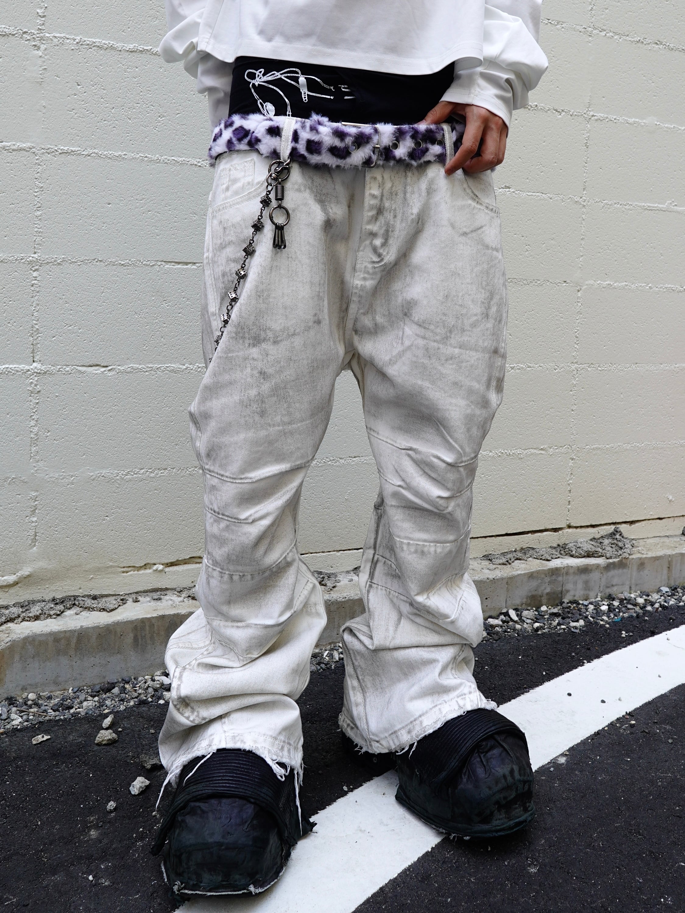 【PLANET STUDIO】Dirty Switching Flare Denim Pants