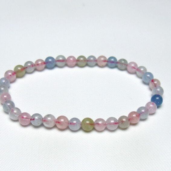 ミックスカラーベリル ブレスレット 5mm 一点物 メール便可 [M便 1/10] 111-48820