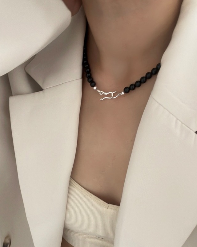 S925 Onyx 2way hook necklace (N241)