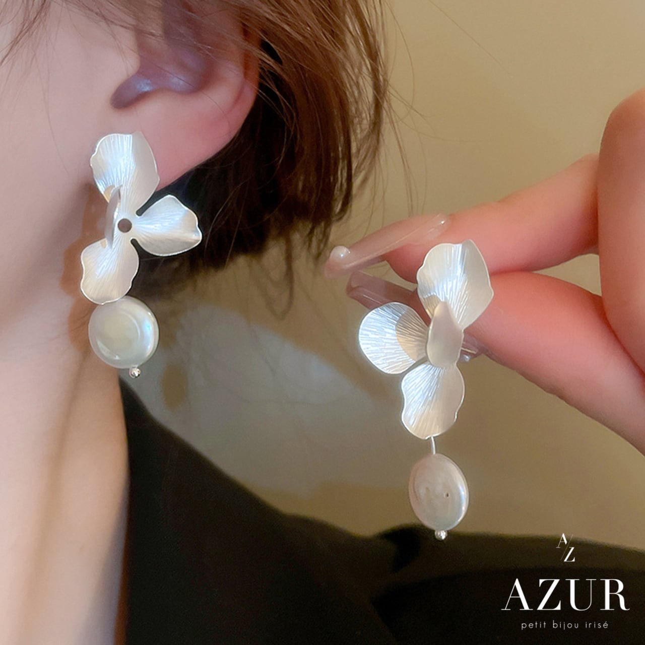 ペタルバロックパールピアス