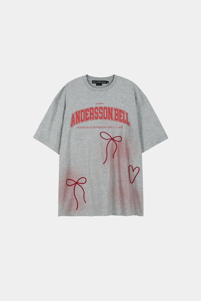 [ANDERSSON BELL] RIBBON EMBROIDERY SPRAY T-SHIRT atb1511w(MELANGE GREY) 正規品 韓国ブランド 韓国通販 韓国代行 韓国ファッション ANDERSSONBELL アンダーソンベル 日本 店舗