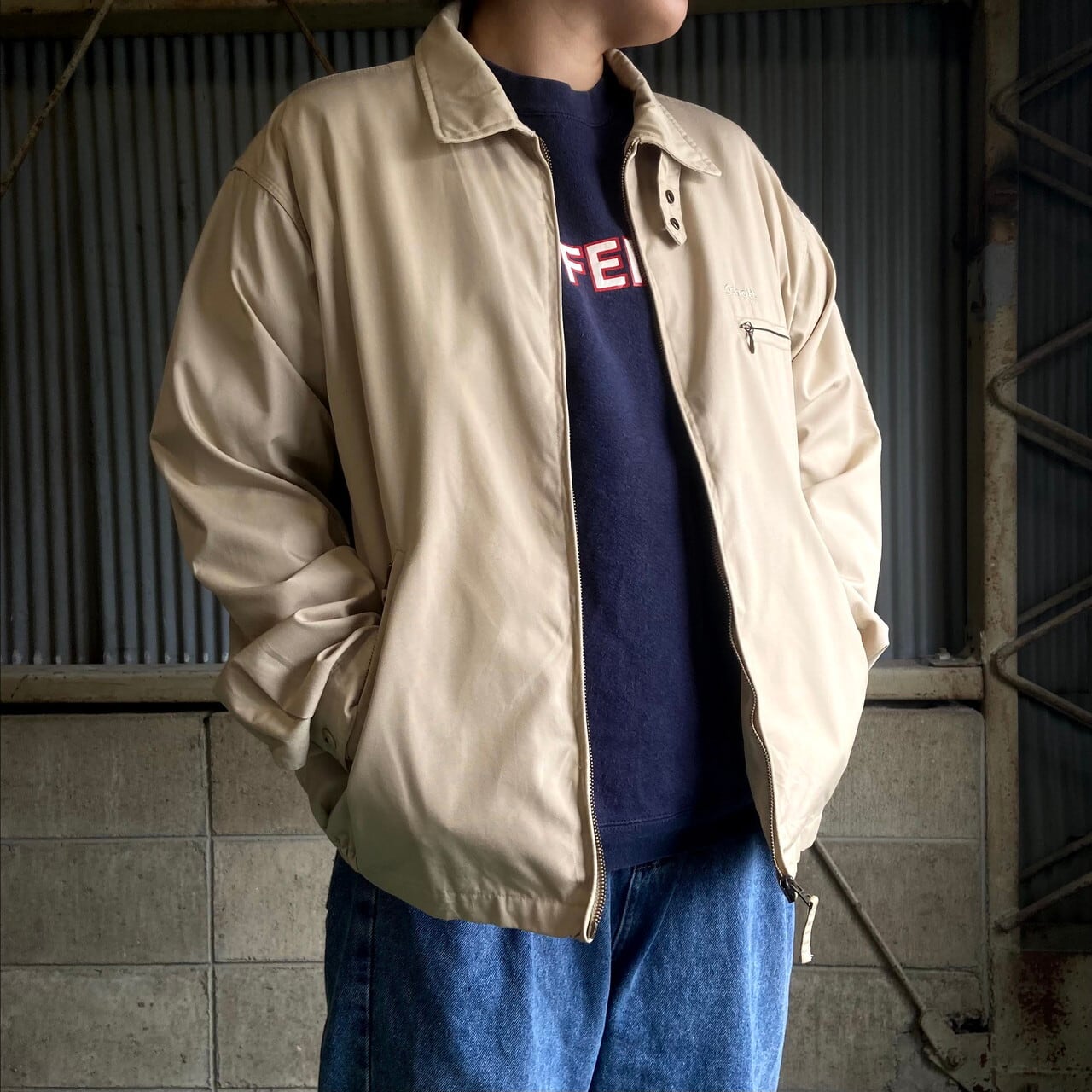 Schott ショット スイングトップ メンズXL相当 古着 ベージュ 