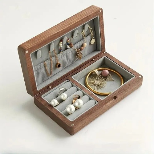ジュエリーボックス ジュエリー アクセサリー リング ピアス イヤリング 収納 小物 省スペース 木製 ベルベット 裏地付き 高級 ヴィンテージ