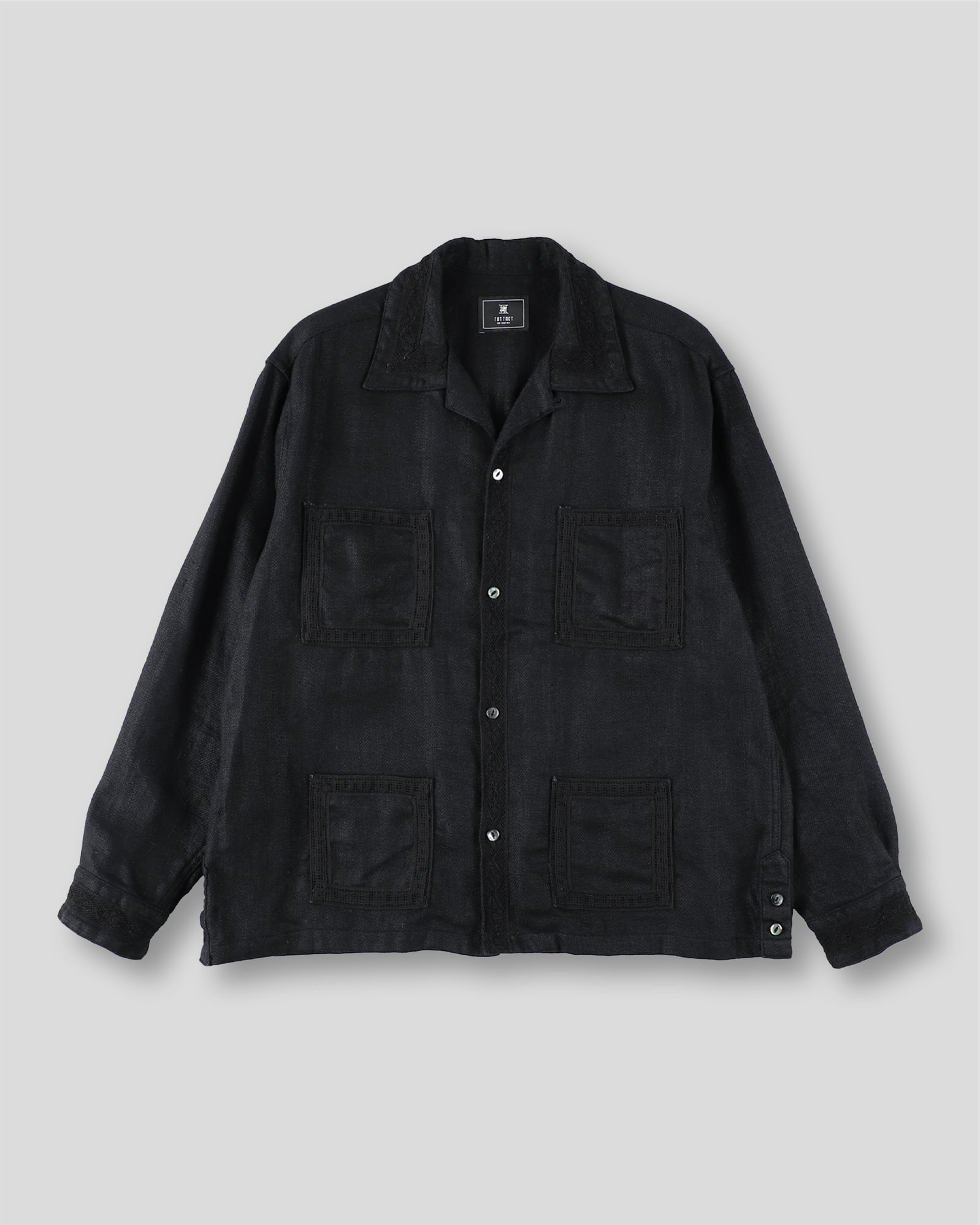 HEAVY LINEN GUATEMALAN JACKET BLACK