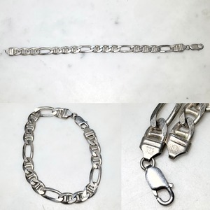 vintage silver flat link chain bracelet made in Italy