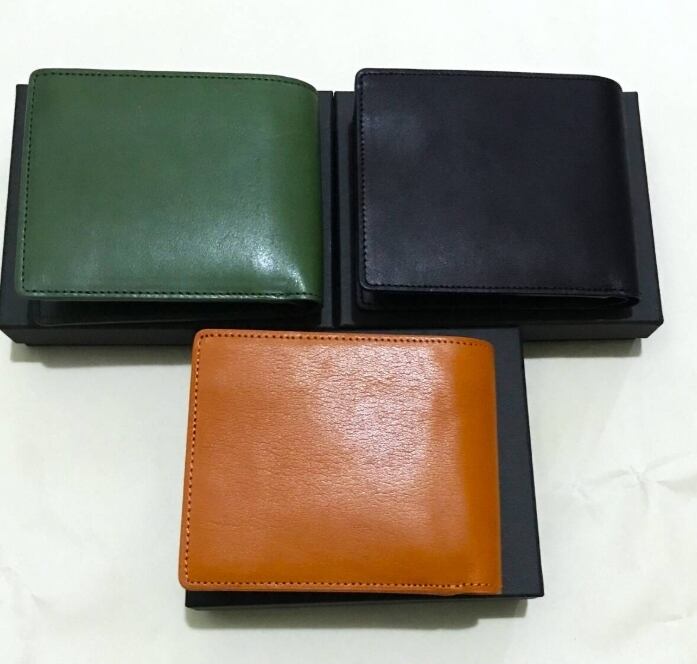 栃木 レザー 財布 緑 総手縫い ミドルウォレット メンズ財布 ヌメ 本革