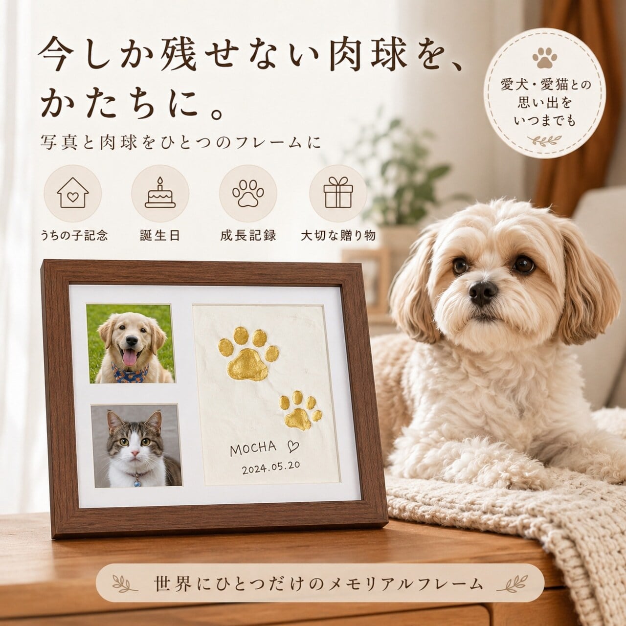 HY 679 . 犬・猫用 肉球スタンプ DIYフォトフレームセット｜写真＆足