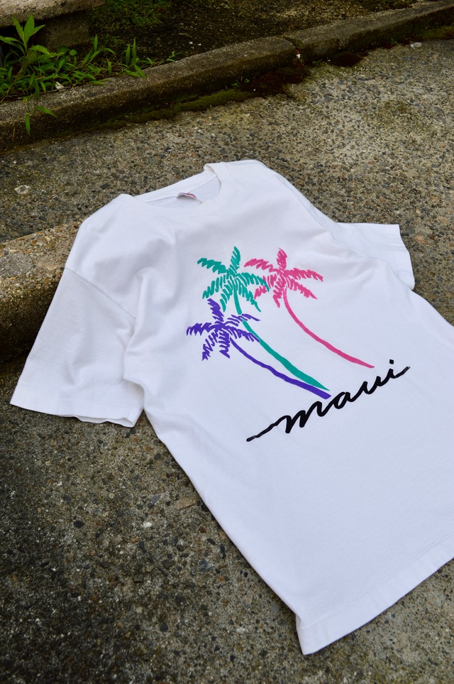 FRUITS OF THE LOOM 90s Single Stitch Made in USA "Maui island" Print Tee フルーツオブザルーム Tシャツ