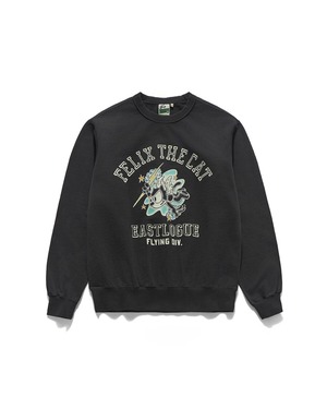 [EASTLOGUE] FLYING LIGHTNING FELIX FLOCKING SWEAT SHIRT / BLACK 正規品 韓国ブランド 韓国ファッション 韓国代行 イーストローグ 日本 店舗