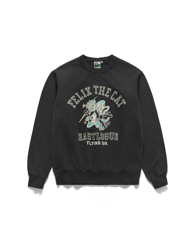 [EASTLOGUE] FLYING LIGHTNING FELIX FLOCKING SWEAT SHIRT / BLACK 正規品 韓国ブランド 韓国ファッション 韓国代行 イーストローグ 日本 店舗
