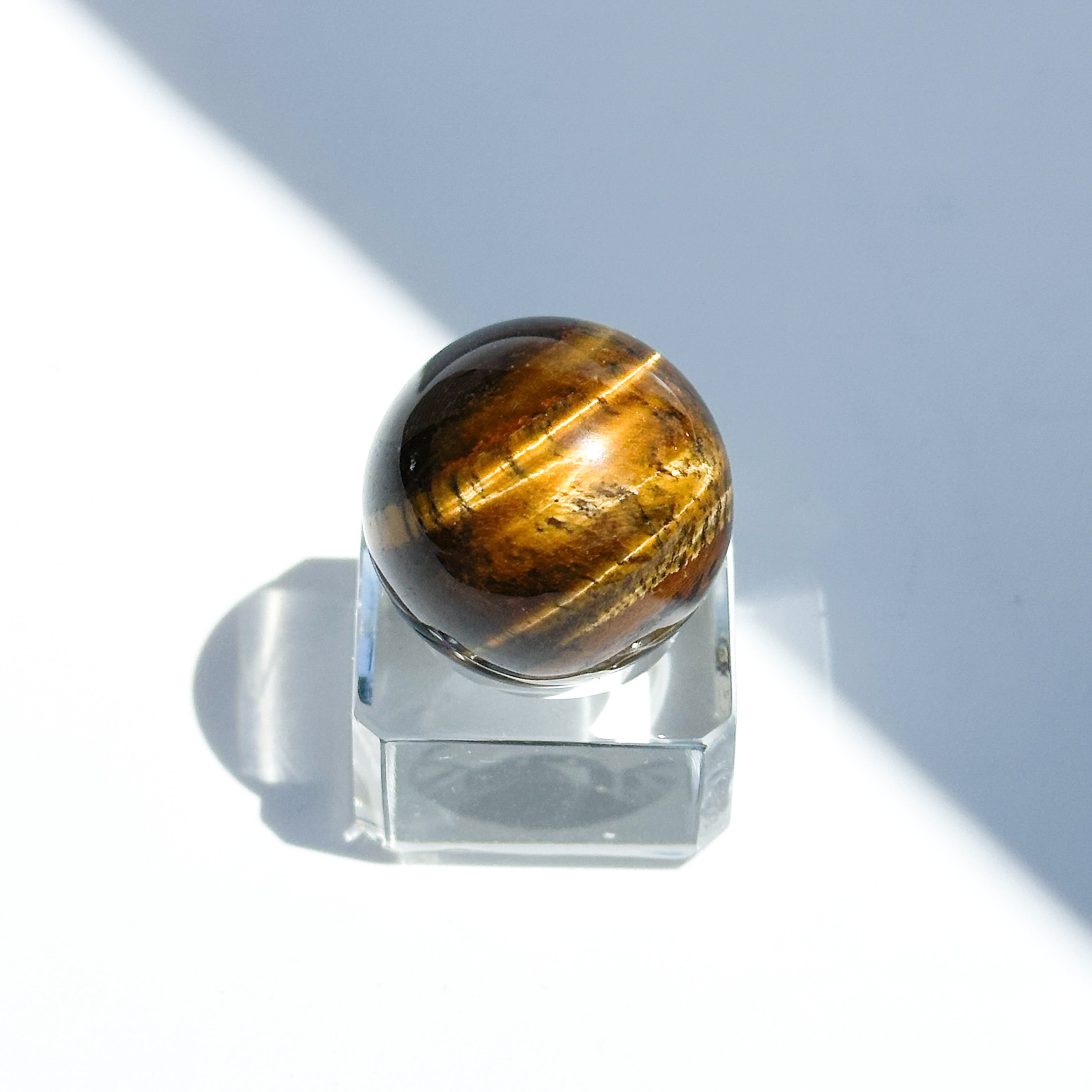 すっごい綺麗なタイガーアイ！ツヤツヤ！パワーもすごい！ タイガーアイ スフィア（丸玉）54◇ Tiger's eye ◇天然石・鉱物