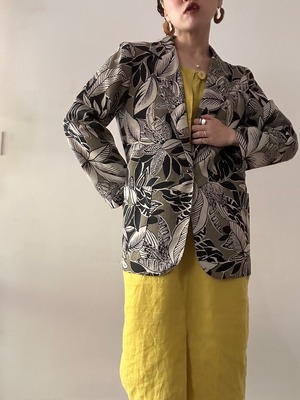 80s Vintage Safari Patternd Tailored Jacket