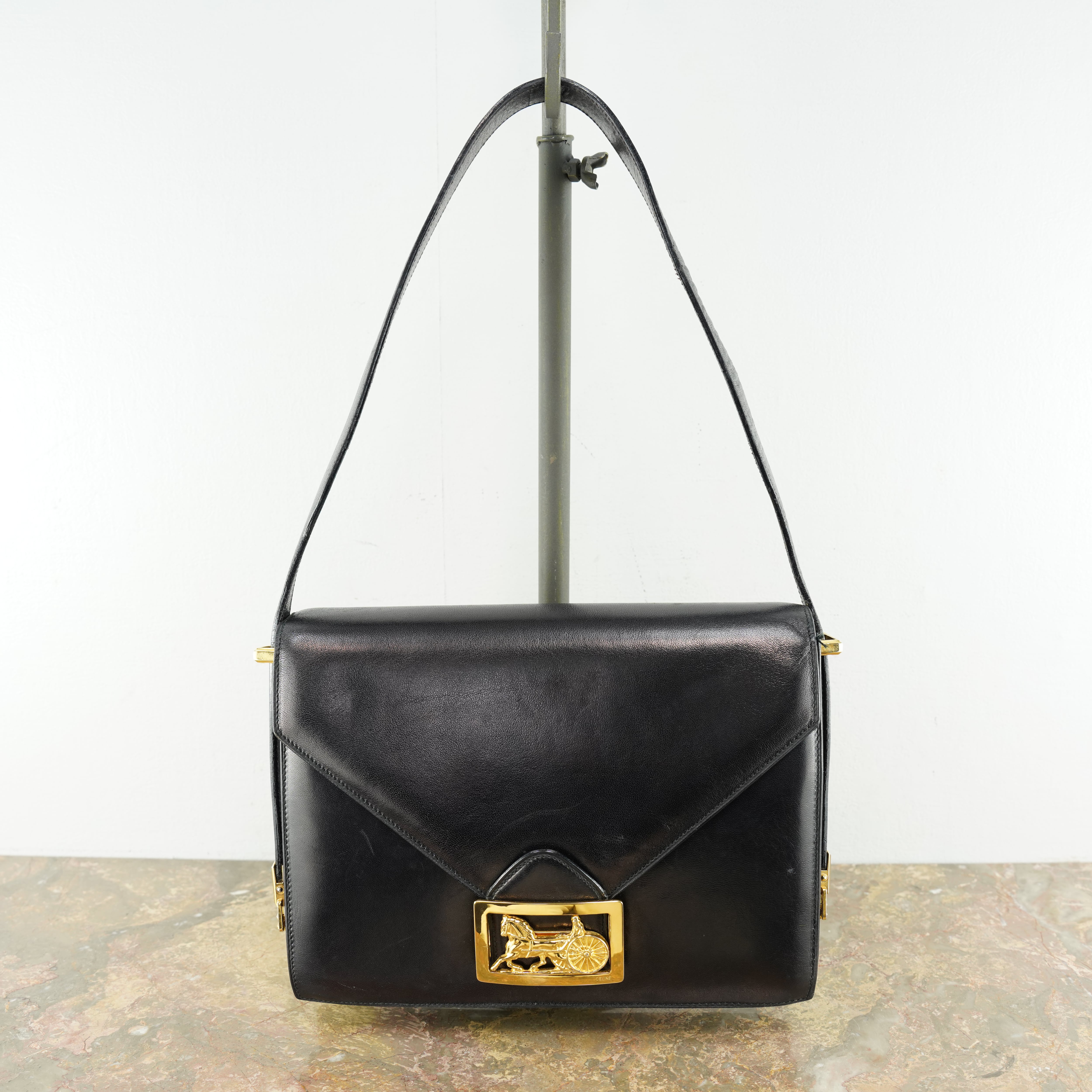 VINTAGE CELINE CARRIAGE LOGO LEATHER SHOULDER BAG MADE IN ITALY ...