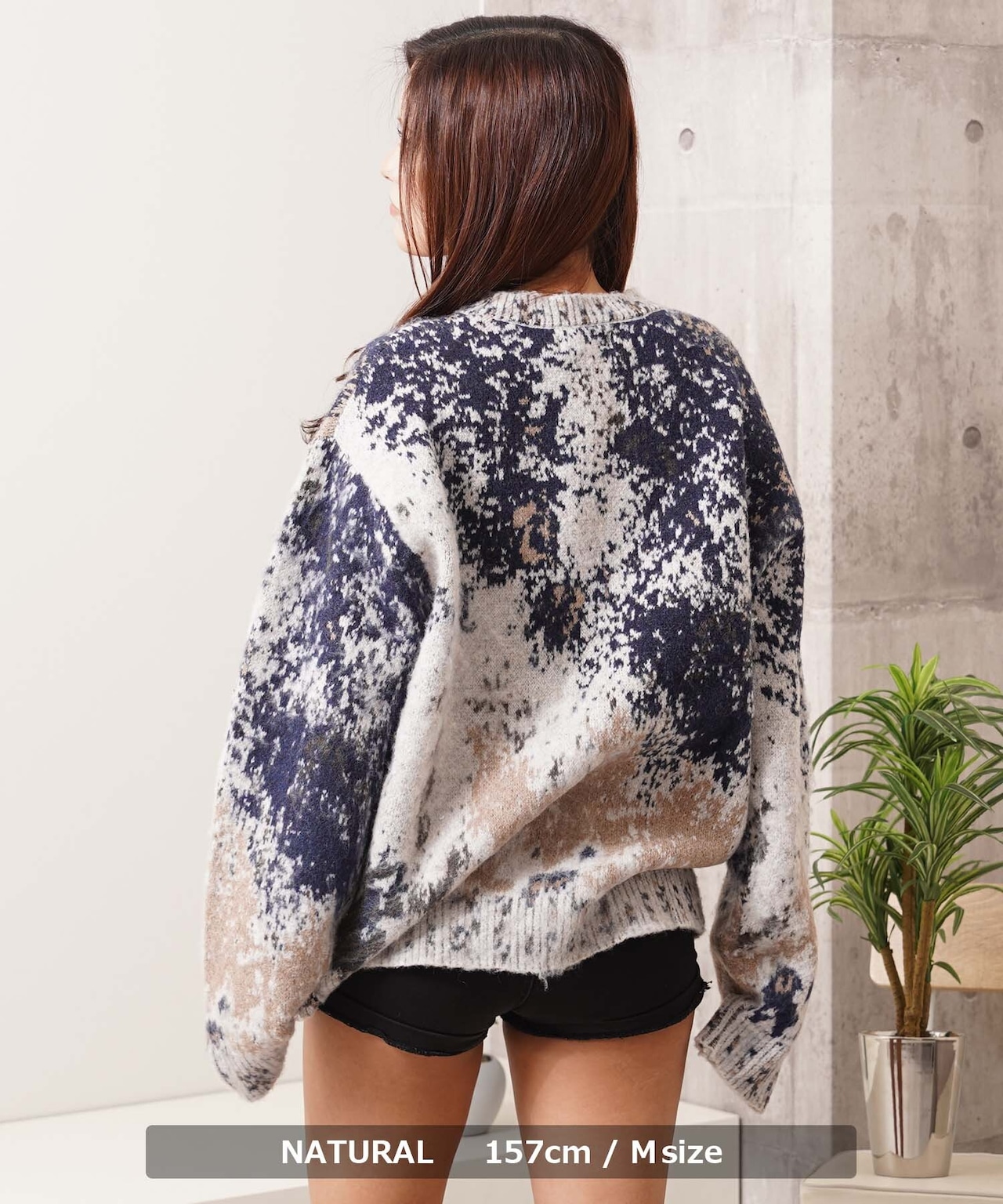 ◆アブストラクト オーバーサイズ クルーニット◆si-50060725