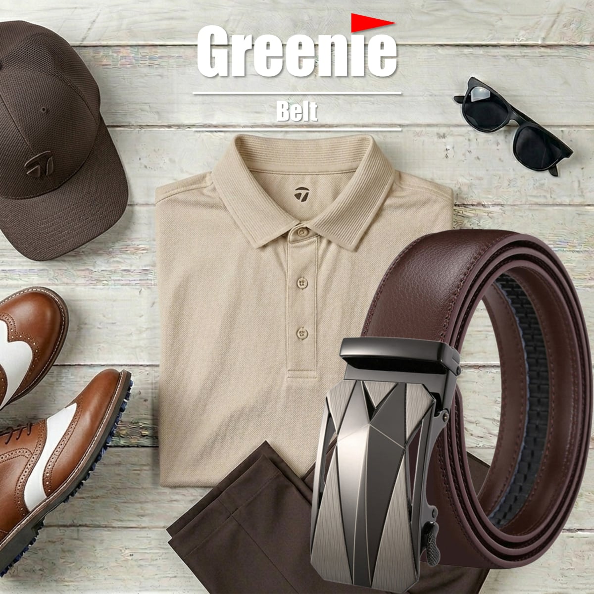 Greenie (グリーニー) ベルト ゴルフ Golf オートロック PUレザー