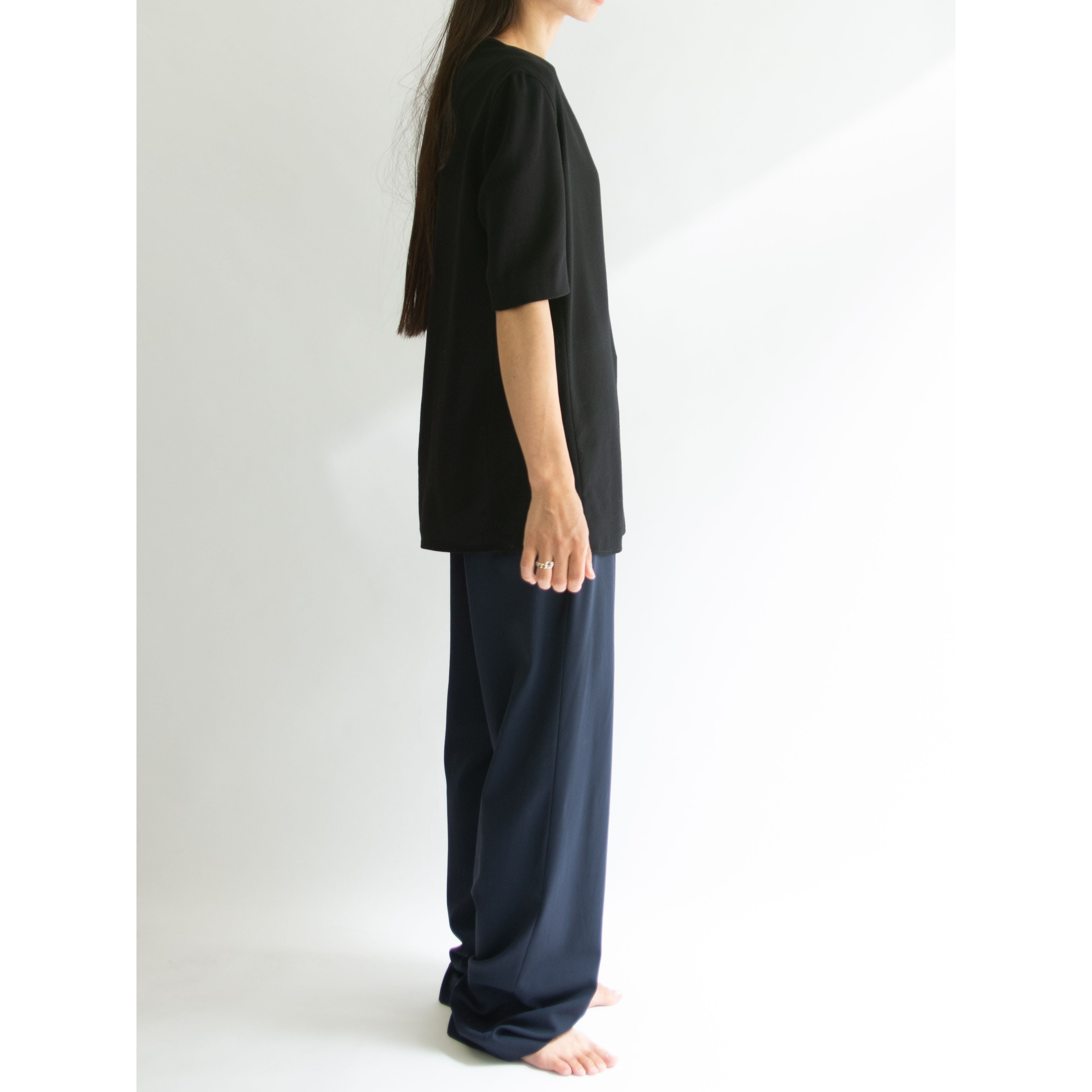 【GIORGIO ARMANI】Made in Italy 100% Wool H/S Blouse(ジョルジオアルマーニ イタリア製 ウール半袖ブラウス)