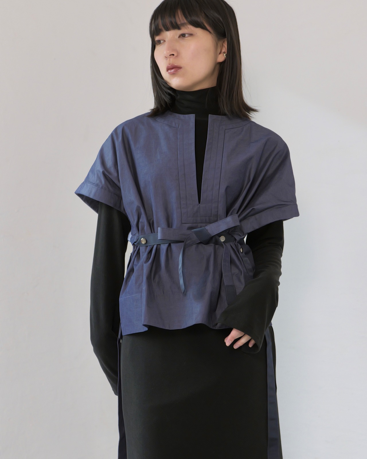 FOURAM - KAFTAN SHIRT ：Dark Purple｜カフタン／短丈／2段階スリーブ