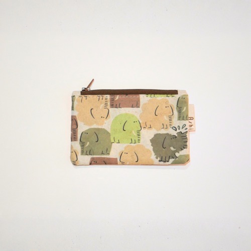 Ashi｜亜紙 Flat Pouch S＊Elephant 26 動物柄 紙ポーチ  バナナ ハンドメイド