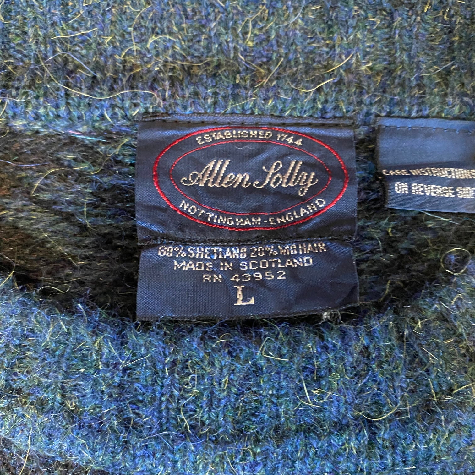 80年代 スコットランド製 Allen Jplly 総柄 モヘア ウールニット 